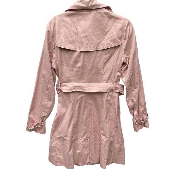 NWT Light Pink Mid Length Trench Coat 6 Embellished Rhinestone Feminine Whimsy - Picture 3 of 16